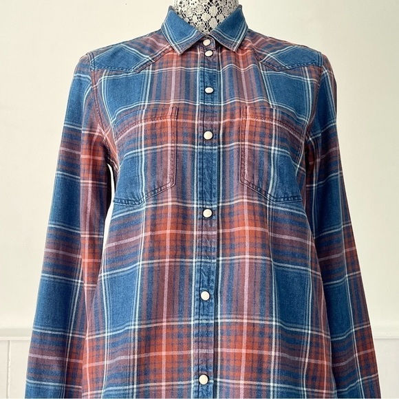 American Eagle Plaid Flannel Boyfriend Fit Button Down Shirt Size S - Picture 2 of 13